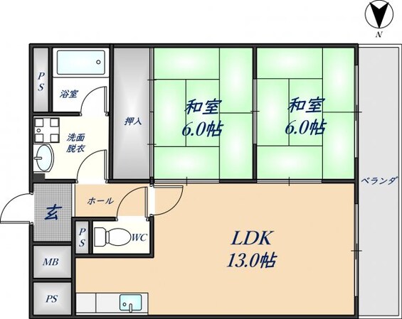 新石切駅 徒歩29分 1階の物件間取画像